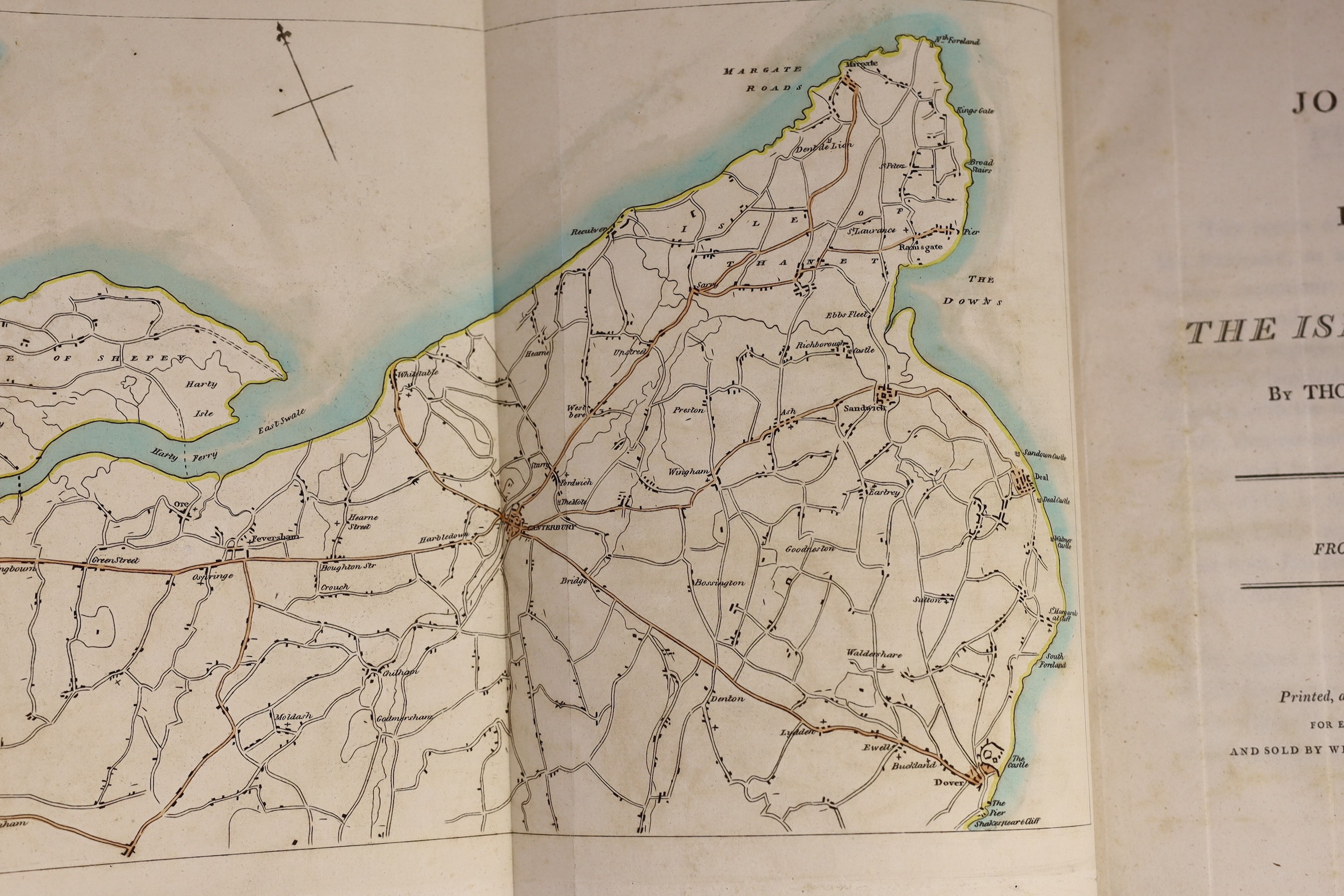ISLE OF WIGHT - Pennant, Thomas - A Journey from London to the Isle of Wight, 1st edition, 2 vols, 4to, half calf, with 2 hand-coloured folding maps and 47 plates, Oriental Press, London, 1801